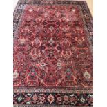 Oriental rug, large wool eastern rug with flower and arabesque designs approximately 382 x 274cm