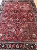 Oriental rug, large wool eastern rug with flower and arabesque designs approximately 382 x 274cm