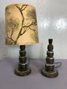 German Pottery, mid 20th century West German lava pottery lamp bases one with a shade