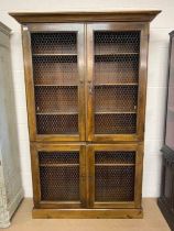 Reproduction Antique book case, early 19th Century style, two section library book case four doors