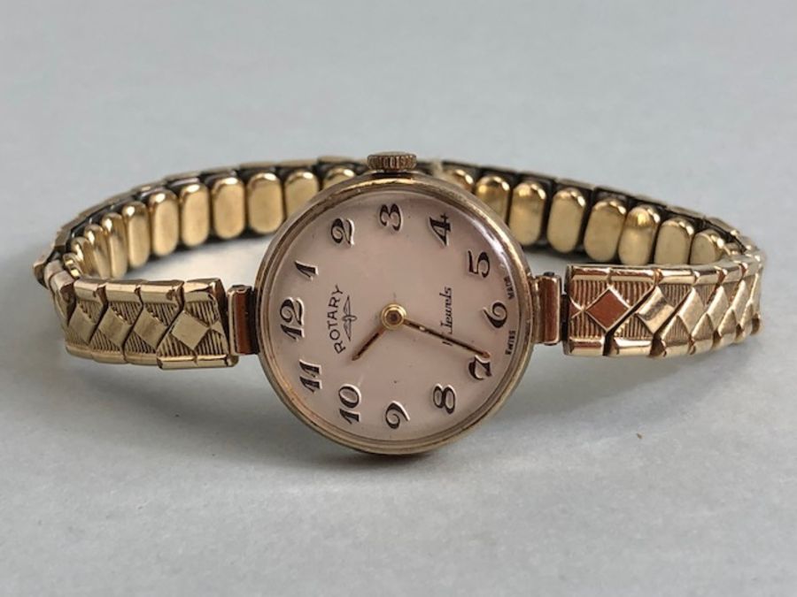 9ct Gold Cased Rotary Wristwatch with Gold numbers on a gold coloured strap in original case - Image 7 of 8