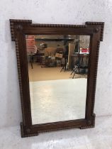 Arts amd crafts bevel edged mirror approx 66cm x 92cm