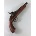 Antique Gun, Antique Continental military style percussion pistol, wooden stock stamped 770 ,