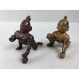 oriental interest , Two Antique bronze Hindu figures of a crawling Krishna, in usual form each