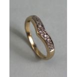 9ct yellow gold wishbone ring set with diamonds size k approximately 1.72g