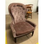 Button back nursing chair on turned legs