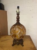 Pair of tall glass lantern with bronze effect finish approximately 78cm high