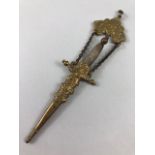 European Gentleman's Cigar Pricker in the style of a Renaissance romantic dagger suspended on