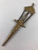 European Gentleman's Cigar Pricker in the style of a Renaissance romantic dagger suspended on