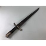 Militaria interest, WW1 Austrian Steyr Model 1886 Bayonet and scabbard various markings to hilt