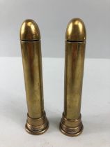 Military Interest , WW1 trench Art an interesting pair of money boxes for silver sixpences made from