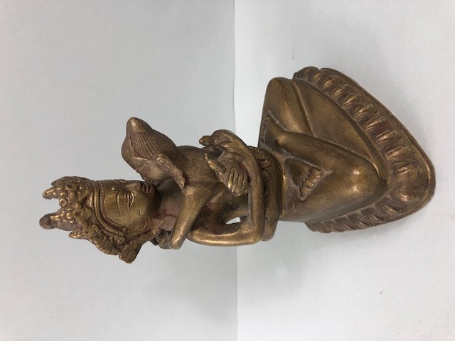 Oriental interest, Tibetan brass Tantric statue of Yab Yum approximately 18cm high - Image 2 of 6