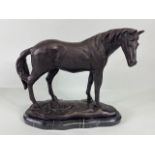 Antique style Metal sculpture of a Horse on a marble base approximately 23cm x 25 cm