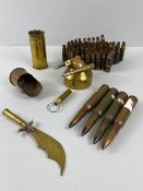 Military interest, a collection of trench art and bullet cases from WW1 and other conflicts, to