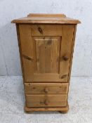 Pine bedside cabinet with cupboard and two drawers approx 44cm x 43cm x 84cm