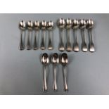 Collection of Silver hallmarked teaspoons to include five by maker J.W F.C.W and five by maker JR