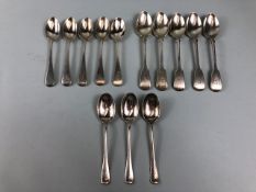 Collection of Silver hallmarked teaspoons to include five by maker J.W F.C.W and five by maker JR