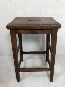 Antique oak wooden stool approx 29cm x 38x 60cm