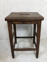Antique oak wooden stool approx 29cm x 38x 60cm