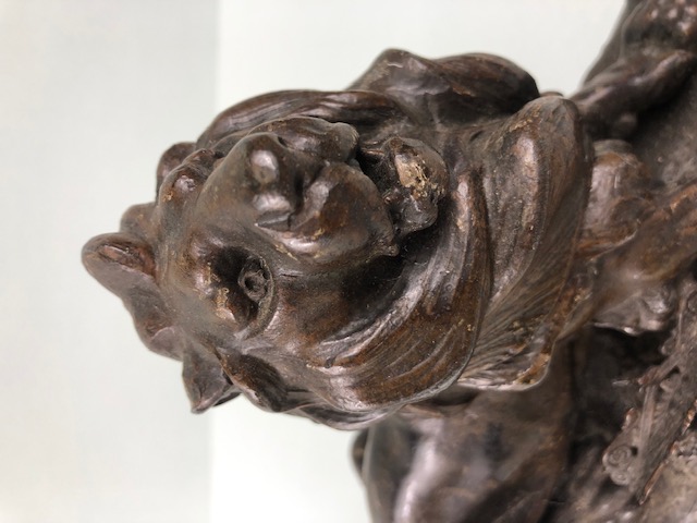 Antique Metal ink and pen stand fashioned as a Lion , the lifted head revealing ink pot, - Image 2 of 8