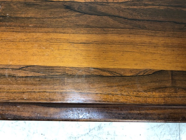 Mid century furniture, mid 20th century King wood Veneer long coffee table, plaque to underside of - Image 4 of 8