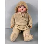 Vintage Doll, early 20th century Armand Marseille , Bisque head, cloth body baby doll with cry box