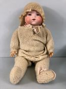 Vintage Doll, early 20th century Armand Marseille , Bisque head, cloth body baby doll with cry box
