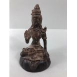 Oriental interest, patinated bronze Indian statue of Buddha approximately 14cm high