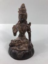 Oriental interest, patinated bronze Indian statue of Buddha approximately 14cm high