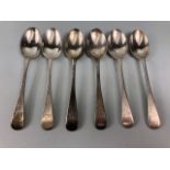 Six hallmarked Silver teaspoons hallmarked for London by maker Brewis & Co approx 124g