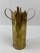 Military interest, WW1 Trench Art, French Brass Shell case made in to a vase marked on base 19718,