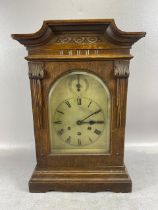 Early 20th century German oak cased mantel clock, Gustav Becker with Westminster chimes approx