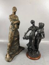 Decorative figurines: a figure of a woman by Alice Heath, approx 48cm in height and a depiction of