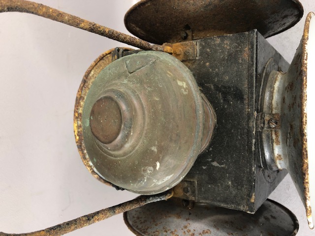 railway interest, a large standing rail lantern with red and white lenses, approximately 41cm high - Image 7 of 15