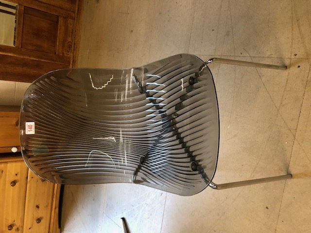 Modern translucent plastic contemporary style chair with chrome legs - Image 2 of 3