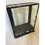 Desktop matt black painted framed and glass display cabinet with door to reverse A/F approx 38 x