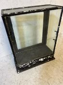 Desktop matt black painted framed and glass display cabinet with door to reverse A/F approx 38 x