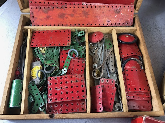 Vintage Toys, Quantity of Vintage Play worn Meccano, in predominantly Red and Green. Panels, Bars - Image 2 of 4