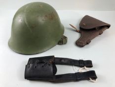 military interest, Cold War period Bulgarian Helmet, a WW2 Pattern Soviet Holster and a Gurkha kukri