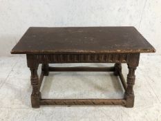 Antique jointed stool with carved detailing approx 76cm x 33cm x 45cm
