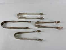 Four good sized Silver hallmarked sugar nips to include Georgian example the largest approx 14cm