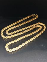 9ct Gold chain of rope link design marked 375 approx 60cm long and total weight approx 10.9g