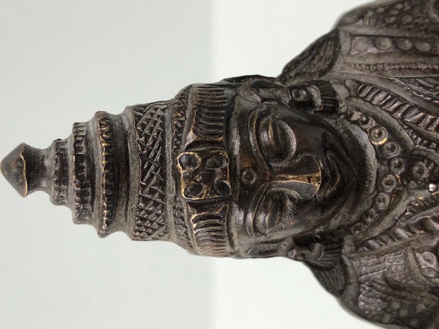 Oriental interest, patinated Indian bronze statue of Brahma approximately 15cm high - Image 8 of 11