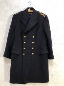 Military interest, WW2 British Royal Navy officers great coat, tailors label dated 1943
