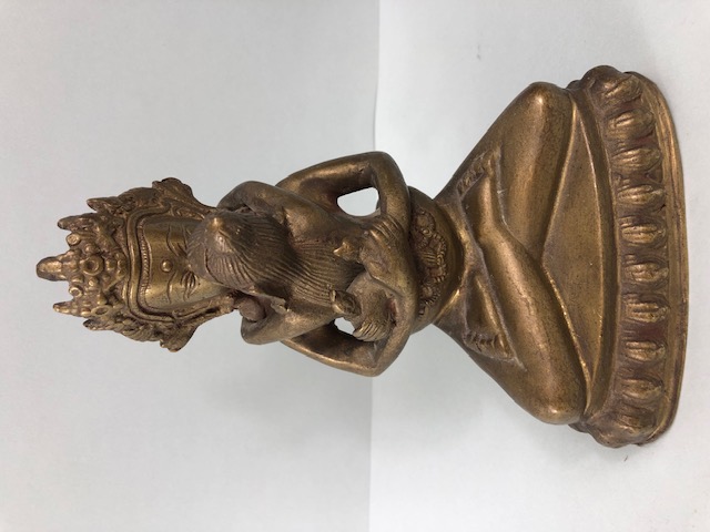 Oriental interest, Tibetan brass Tantric statue of Yab Yum approximately 18cm high