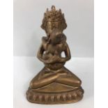 Oriental interest, Tibetan brass Tantric statue of Yab Yum approximately 18cm high