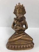 Oriental interest, Tibetan brass Tantric statue of Yab Yum approximately 18cm high