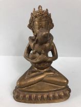 Oriental interest, Tibetan brass Tantric statue of Yab Yum approximately 18cm high
