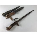 Military interest, WW1, cut down Gra bayonet , and a 1970s NATO issue bayonet with M8A1 scabbard