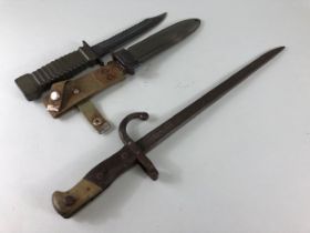 Military interest, WW1, cut down Gra bayonet , and a 1970s NATO issue bayonet with M8A1 scabbard